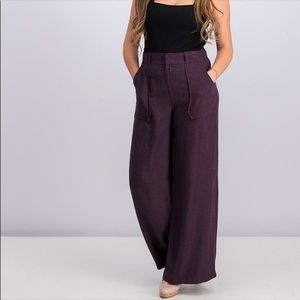 Burgundy High Waisted Wide Leg Mango Trouser